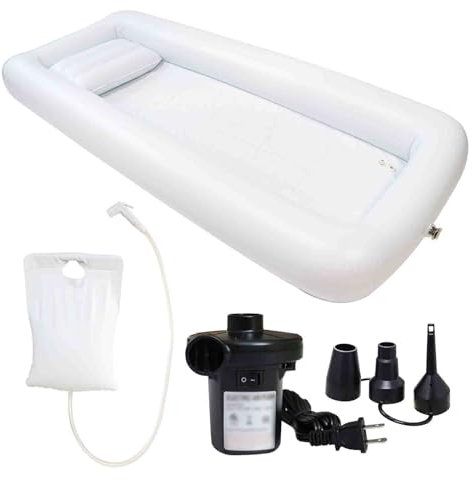 XZLZMYP Bañera Hinchable Kit De Ducha De Cabecera Bañera De PVC para Adultos con Bomba De Aire Lavado De Cuerpo Entero En La Cama, Bañera Portátil para Ancianos Discapacitados,F