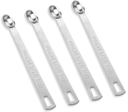 4 PCS 1/16 Teaspoon (1/16 Tsp | 0.33 mL | 0.33 cc) Single Measuring Spoon, Stainless Steel 1/16 Tsp Small Measuring Spoon Mini Measuring Spoons