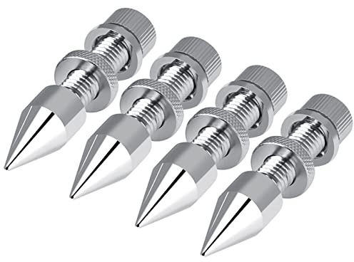 Vvikizy 4 Pcs Speaker Isolation Spikes, Silver, Metal, Speaker Amplifier Stand, M8 Spikes