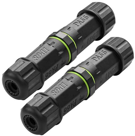 JSADZKJ Waterproof Electrical Cable Connector 2 Pin IP68 Outdoor Cable Waterproof Coupler Support to 3.5-10mm Wire Diameter for outdoor billboards, tunnel lights, street lights 2 Pcs (2PIN)