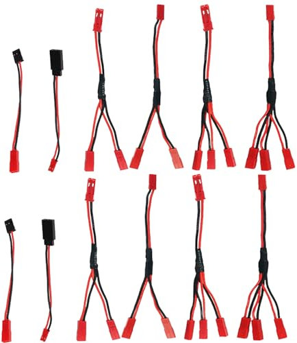 AEDIKO 12pcs JST Plug Splitter JST Male Female Y Cable JST Y Parallel Adapter Harness JST to JR Adapter for RC Car Crawler ESC Battery Motor Cooling Fan