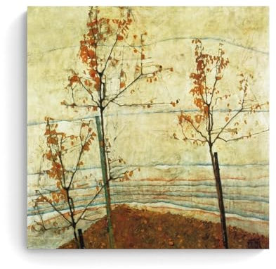 WANGLIDD Egon Schiele Herbstbäume, Kunstdruck, Wandkunst, Gemälde, Leinwand, Kunstwerke, Geschenkidee, Raum, ästhetisch, ungerahmt, 40 x 40 cm