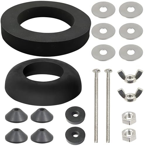 Toilet Cistern Seal Kit, Stainless Steel, Bathroom Faucet Parts, Toilet Cistern Seal Kit 100mm M6 Bolt Through 1.5 Rubber Dome 2 Foam Washer Set