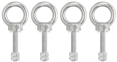PATIKIL Ringschraube, 4er Pack M6x40 304 Edelstahl Augenschrauben Gewindeschraube Augbolzen Schulter Ring mit Muttern Unterlegscheiben zum Heben Aufhängen
