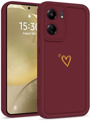 ChoosEU Coque pour Xiaomi Redmi 13C / Redmi 13 C/Poco C65 Silicone Etui avec Élégant Mignon Amour Motif Soft TPU Étui Fine Housse pour Filles Femmes de Protection Antichoc Souple Case - Vin Rouge
