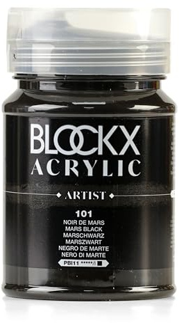 Blockx 65101BXC - Dose 500ml, feine Acrylfarbe, Acrylic Artist, deckend und satiniert, PBI 11 Marsschwarz, 1 Stück