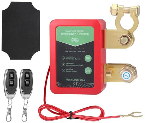 12V 240A Car Battery Isolator Switch with Remote, Battery Disconnect Anti Theft, Auto Cut/Shut Off Switch with 2 Wireless Remote, for Car RV Truck Boat
