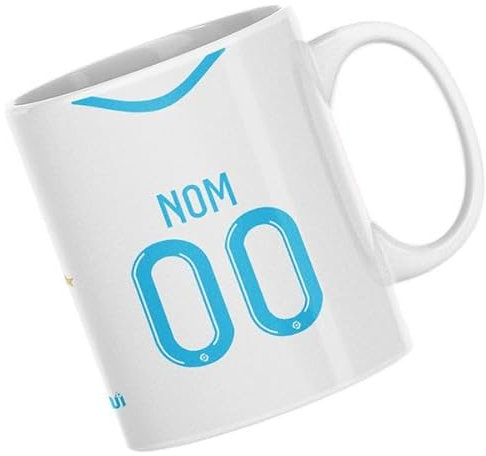 CS Mug club de football personnalisable avec nom numéro et logo - Idée cadeau fan de foot - Marseille domicile 2025