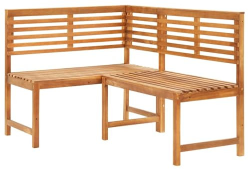 LVHUIDEH Gartenbank aus Holz, Eckbank, Lattendesign, wetterfest Parkbank, Balkonbank, Sofabank für Garten Balkon Terrasse, 140 x 100 x 91 cm