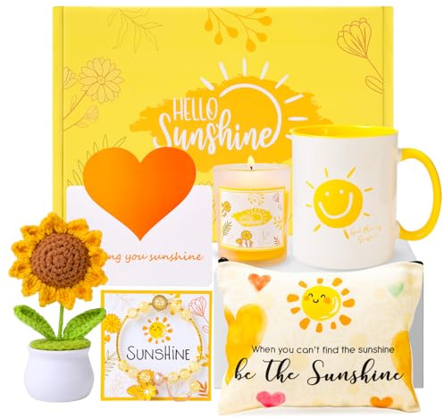 JORTINE Sonnenblumen Geschenke für Frauen,Geschenk Freundin Geburtstag,Geburtstagsgeschenk Kaffeebecher Geschenkset,Gute Besserung Geschenke Wellness Geschenk für beste Freundin Schwester Mutter Frau