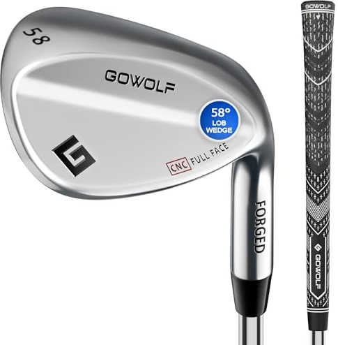 Gowolf Geschmiedete Golfkeile 50/52/54/56/58/60/69 Grad Single oder Sets für Männer, Rechte Hand Premium Full Face Gap Wedge Sand Wedge Lob Wedge Golf Club Great Golf Gifts - CNC gefräste Fläche für