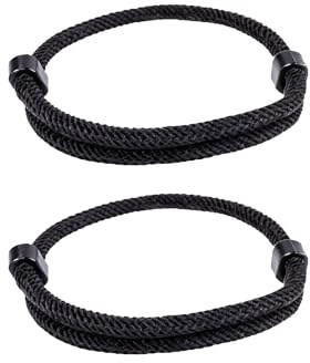 WovaOrx Paracord Armband aus Segeltau Set für Herren und Damen – armband herren schwarz, Verstellbares und Ideal für Outdoor-Aktivitäten (Schwarz)