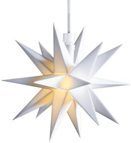 ZICOM LED Weihnachtsstern Mini-Stern 18-Zacken wetterfest, weiß Ø 12cm,Timer 6h, mit Batteriefach für 3xAA, 4,5V, Innen und Außen für Weihnachten, Hochzeiten, Party, Dekoration, Geschenkidee