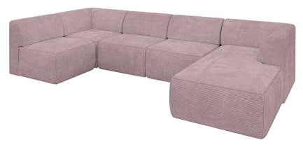 ALTDECOR Ecksofa in U-Form Corner Sofa Bett Eckcouch Couch L-Form Wohnlandschaft Cauchsofa MOVO 345x180x78 Rosa