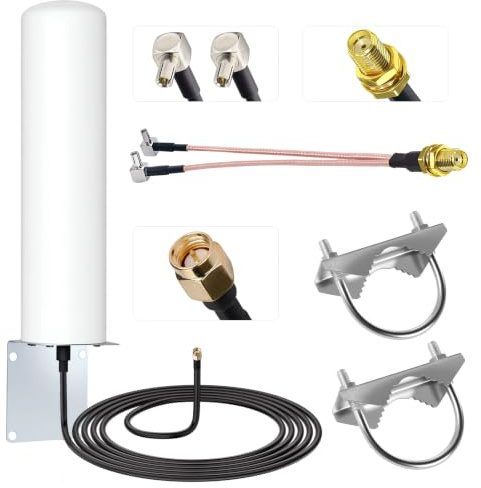 Pixelure 4G LTE Antenna Esterna 10-12dBi Antenna a Lungo Raggio Compatibile con HuaweiZTE 4G LTE Hotspot Router ModemNetgearNighthawk M1 MR1100, con Spina SMA/Adattatore Doppio Connettore TS9