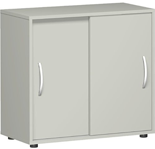 Gera Möbel S-382501-LG Schiebetürenschrank Mailand 2 OH mit Standfüßen, 80 x 40 x 75,2 cm, lichtgrau