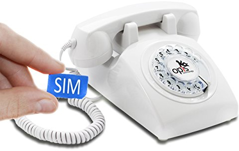 Opis 60s Mobile: Seniorentelefon mit SIM Karte/GSM Telefon wie EIN Vintage Festnetztelefon/Retro Tischtelefon für die Simkarte, einfach zu benutzen für Senioren, bei Demenz, usw. in Weiß