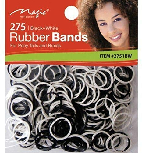 Magic Collection Elastic Rubber Bands (Black & white) (pack of 275)