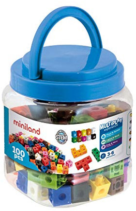 Miniland Bunte Steck Würfel 2 cm 100 Teile-95210