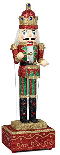Musicbox Kingdom Grand Casse-Noisette en Bois avec Paillettes Qui déplace Les Bras à la mélodie de Casse-Noisette