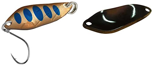 FTM Spoon Strike 2, 1g - Blinker zum Spinnfischen auf Forelle, Forellenblinker zum Angeln am Forellensee, Forellenköder, Farbe:kupferfarben/Blaue Punkte