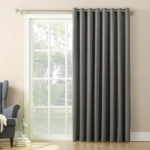 Sun Zero Barrow Energy Efficient Grommet Sliding Patio Door Curtain Panel, 100 x 84, Steel