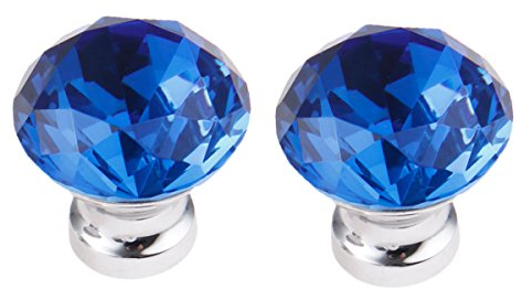 FBSHOP(TM) 30MM 2PCS Blau Möbelknopf Diamant Kristall Möbelknöpfe Moebelgriffe Möbelknauf Schubladengriff Türknauf Türgriffe Schrankgriff