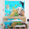 Designart Unterwasser-Panorama mit Meerestieren, X-Large/203,2 x 172,7 cm