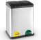 Bakaji Poubelle Tri Sélectif Capacité 30 Litres en acier inoxydable et plastique 2 espaces