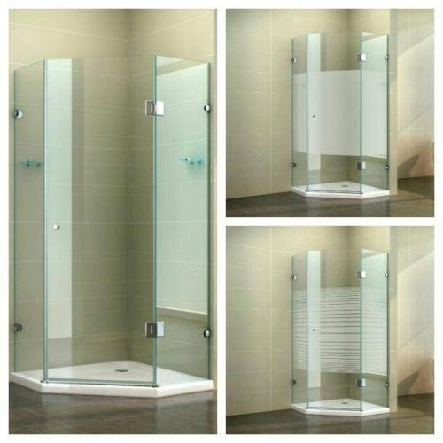 Fünfeckdusche Eckdusche Duschkabine Duschabtrennung Eckdusche Fünfeck Glas, Größe:90 x 90 x 190 cm, Dusche_Amazon:Einstieg DIN rechts | Klarglas | mit Duschtasse & Ablauf