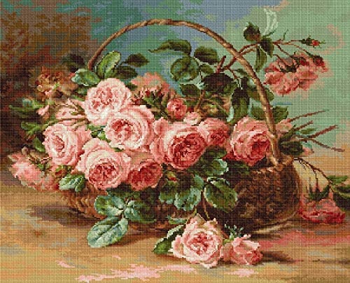 Luca-S Gobelin Set Korb mit Rosen Zählmuster
