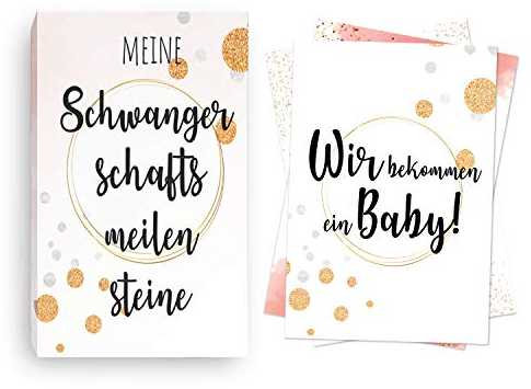 Sophies Kartenwelt 45 Schwangerschaft Meilensteinkarten zum Ausfüllen - als besonderes Geschenk für Schwangere - mit Geschenkbox