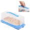 Relaxdays Contenitore per Dolci, Rettangolare, con Manico, per Plum-Cake & Torte HxLxP: 15 x 37 x 16 cm, Blu/Trasparente