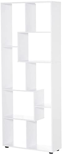 HOMCOM Bookshelf, Tall Bookcase, Modern Room Divider, 8 Cube Storage Unit, Freestanding Storage Shelf for Living Room, Bedroom, Home Office, 70 x 24 x 178 cm, White