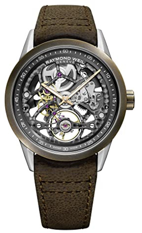 Raymond Weil Freelancer Herren-Armbanduhr – 2785 -SBC-60000 – rund – mechanisch Skelett mit automatischem Aufzug, #Dunkel, Boite 42 mm, Gurt
