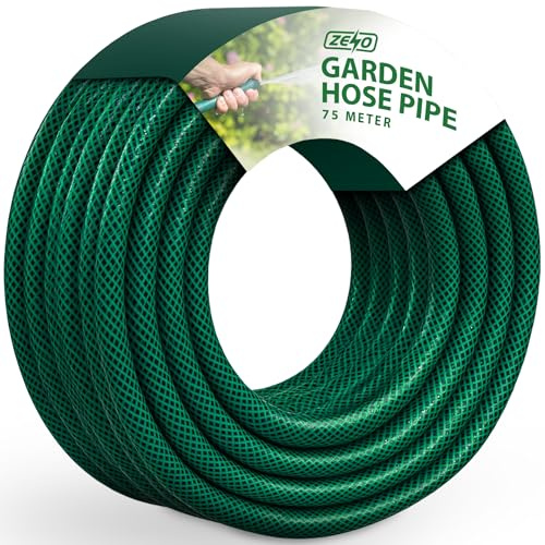 ZENO Garden Hose Pipe | Reinforced Hosepipe | Premium 3 Solid Layer Construction | Suitable for All Garden Needs | Great for Cleaning Cars Or Patios (75 Metres)