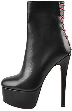 Only maker Plateau Kurzschaft Stiefeletten Halbstiefel Pfennigabsatz Stilettos HIgh Heels Absatzstiefel Boots Longboots PU Schwarz EU 38