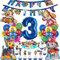 Karikatur Dog Dekoration Geburtstag Ballon, Dekoration für Geburtstag, 3 Jahre Jungen Ballon, Banner und Cupcake, Topper, Dekoration Geburtstag für Kinder (Nummer 3)