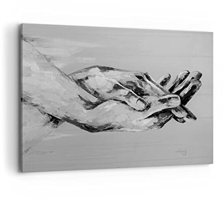 Bilder auf Leinwand 100x70cm Leinwandbild Handschriftlich Hände Schwarzweiß Groß Wanddeko Bild Schlafzimmer Deko Wandbilder Dekoration Wohnzimmer Wall Decor Canvas Wand Kunstdruck Art AA100x70-4566