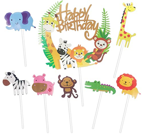 15PCS Animal Birthday Cake Toppers Decorations, Animal Birthday Cupcake Toppers for Birthday Decorations, Happy Birthday Cake Toppers for Kids Boy Girl 1st 2nd 3rd 4th Birthday Party Y4-DWDGZS (A)