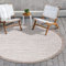 payé Outdoor Teppich Rund - 120x120cm - Wetterfest - Beige Weiß - Bordüre - Teppiche für Terrasse Balkon Garten Indoor