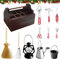 TOPJOWGA Miniatur Werkzeugkasten mit Werkzeug, 12 Stück Miniatur Zubehör, Miniatur Puppenhaus Set, Miniatur Holz Toolbox, Miniatur Garten Deko Öllampe Eimer Kehrbesen Mopp Gießkanne, Mini Ornament