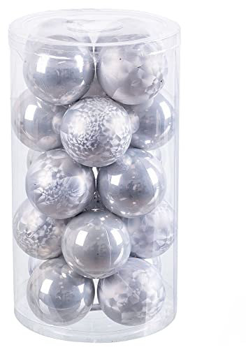 LOLAhome Set de 20 Bolas de Navidad combinadas de plástico Plateadas de 6 cm