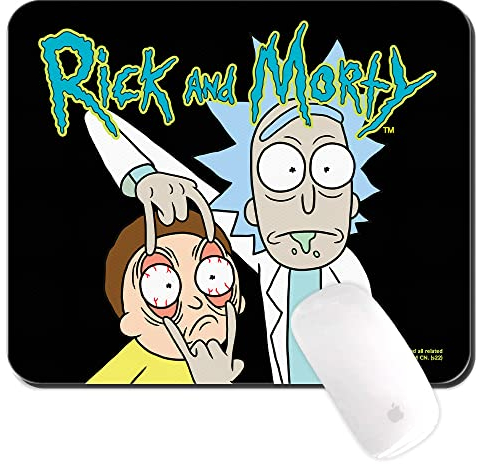 ERT GROUP Tappetino per mouse Rick and Morty originale e con licenza ufficiale per PC, motivo Rick and Morty 007 nero, tappetino per mouse per computer, antiscivolo, 225 mm x 189 mm