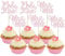 Gyufise 36Pcs Mr & Mrs Cupcake Toppers & Picks Wedding Engagement Cake Decorations for Wedding, Birthday, Anniversary Party Supplies Light Pink