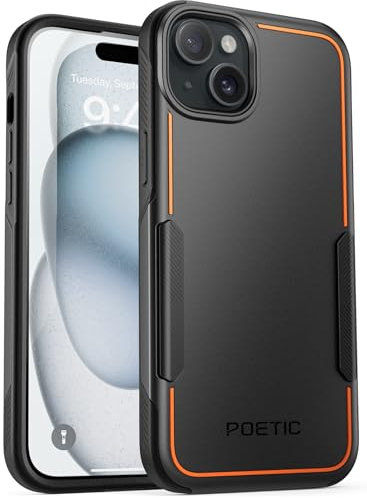 Poetic Neon Series Case Compatible with iPhone 15 Plus 6.7 inch (2023 Release), Dual Layer Heavy Duty Tough Rugged Lightweight Slim Shockproof Protective Case, Black