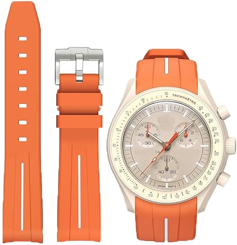 Niziruoup Kautschuk Armband für Uhr Omega x Swatch MoonSwatch Uhr 20mm Gebogenes Weiches Gummi Ersatzband Original Kautschuk Armband Sport Uhrenarmband Damen Herren