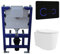 Alcor Wall Hung Toilet with Soft Close Seat Black Glass Sensor Pneumatic Flush Plate 820mm Frame & Cistern