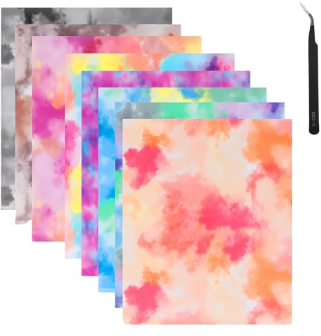 HoaaiGo 8 Blatt Plotterfolie Textil, Bügelfolie für Textilien, Heat Transfer Vinyl Regenbogen, Wärmeübertragungsfolie, Vinylfolie Transferpapier zum Aufbügeln Plotter für DIY T-Shirt Handwerk Leder