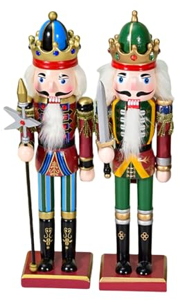 COSORO 30cm Wooden Nutcracker Soldier Christmas Decorations,2pcs Large Christmas Nutcracker Figures Ornaments,Nutcracker Gifts Nutcracker Soldiers Puppet Doll for Tradition Xmas Present Indoor Decor